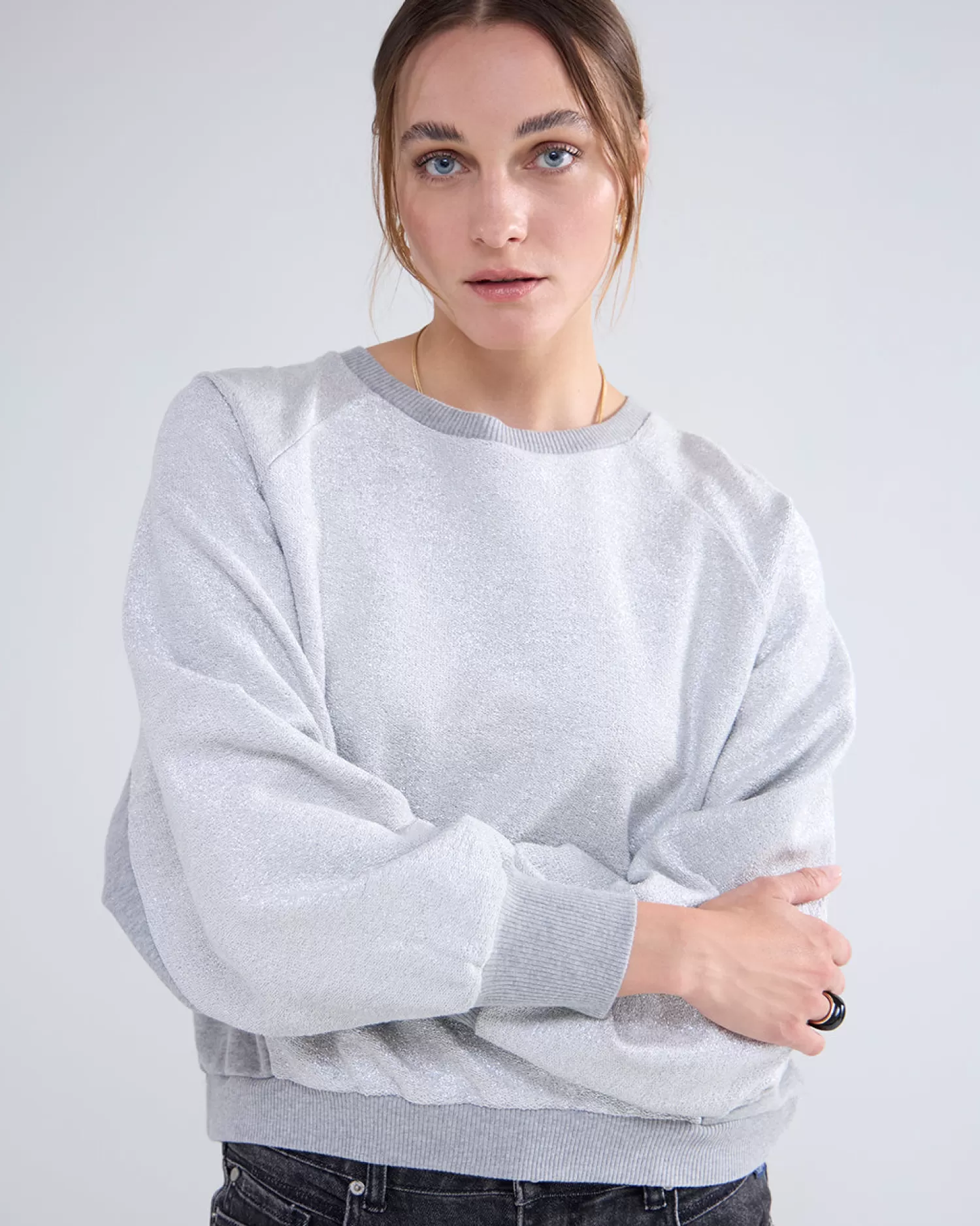 DAMES Summum Metallic Sweatshirt Ronde Hals